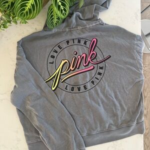 PINK Victoria Secret Womens Zip-up Grey Hoodie Jacket